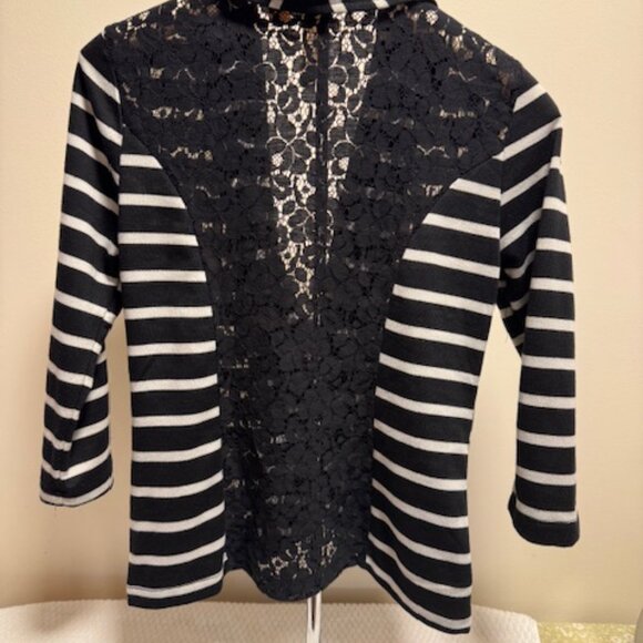 Eyeshadow Black Lace Back Jacket Blazer Single Button Size M Medium Sheer Floral - Picture 4 of 7